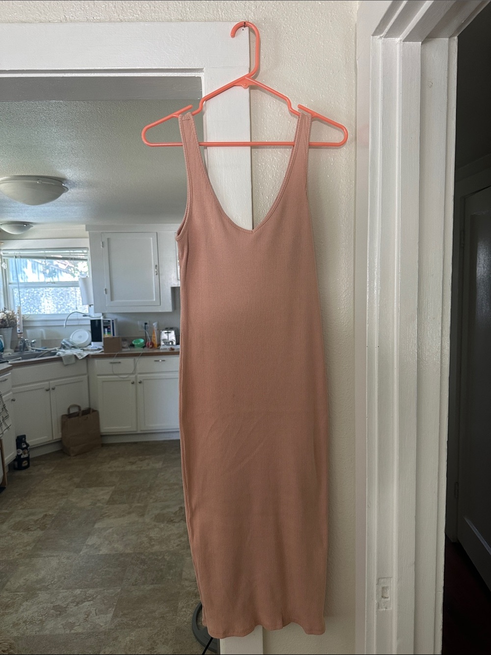 Pink tank dress. Ribbed. Size small.
